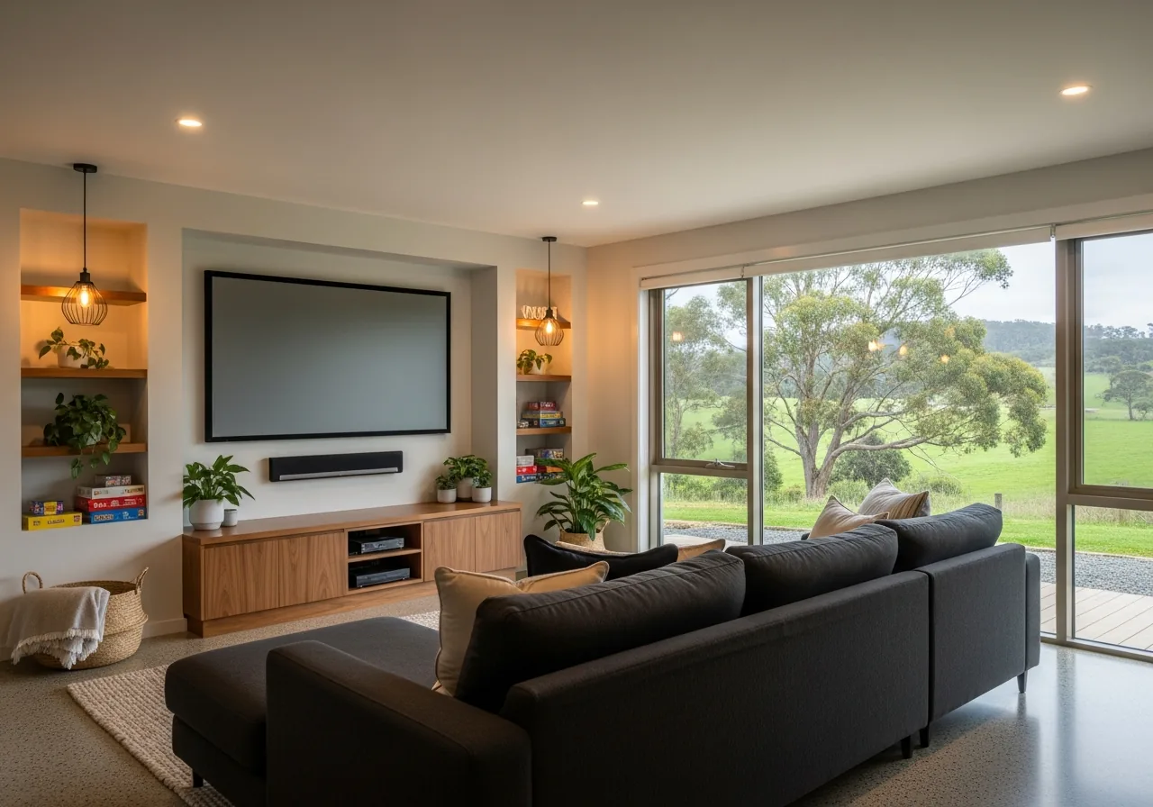 Family entertainment lounge in a TCB Build home near Devonport